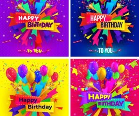 4 Kind colored birthday background vector