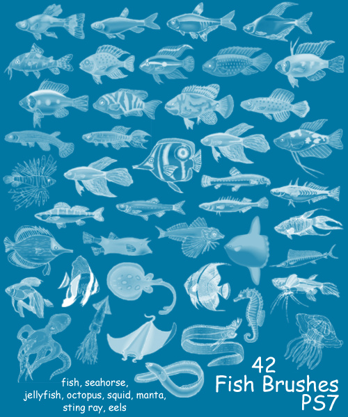 42 Kind Fish Photoshop Brushes