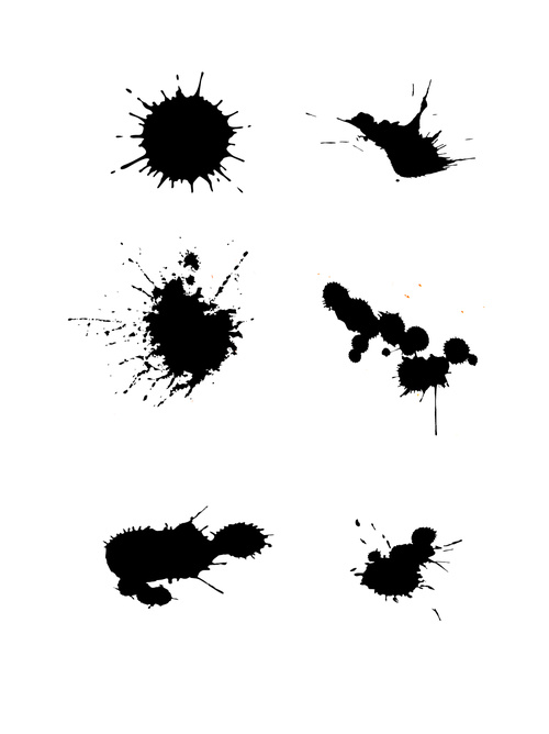 6 splashes of ink vector