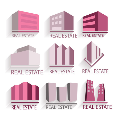 9 purple building real estate logo vector