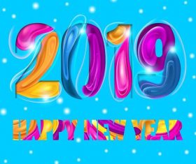 Abstract colored 2019 new year creative vector