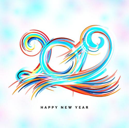 Abstract paint with 2019 new year design vector