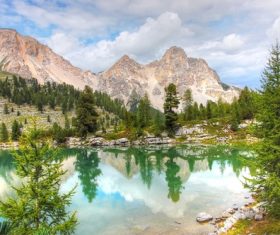 Alm Mountains Lakes Landscape Stock Photo