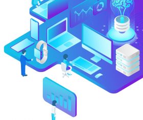 Artificial intelligence technology isometric perspective style vector illustration