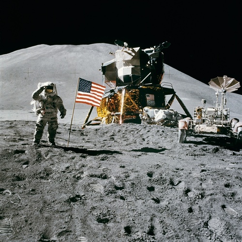 Astronauts aboard the moon Stock Photo 02