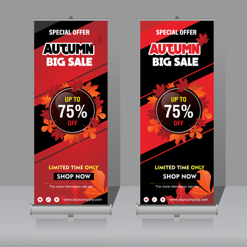 Autumn big sale vertical banner template vector 01