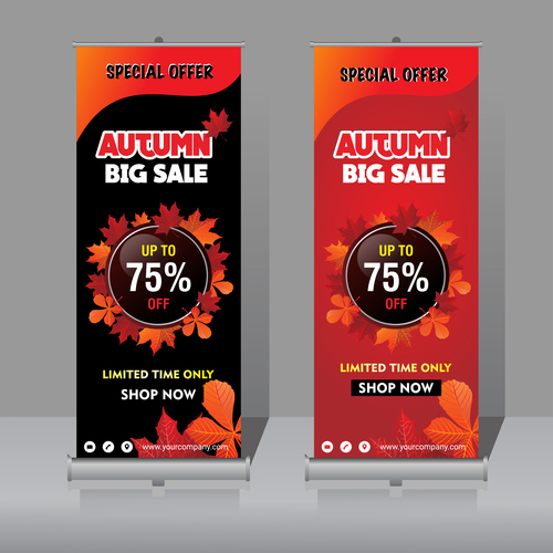 Autumn big sale vertical banner template vector 03