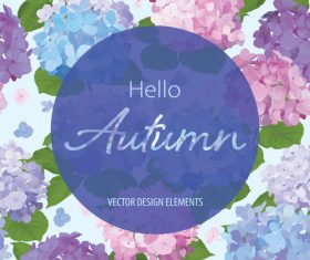 Autumn colored flower card vectors 03
