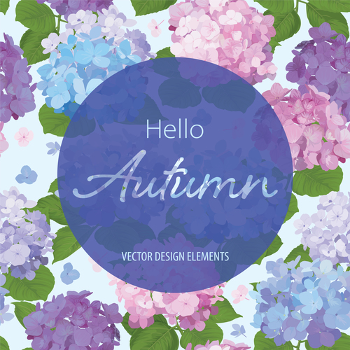 Autumn colored flower card vectors 03