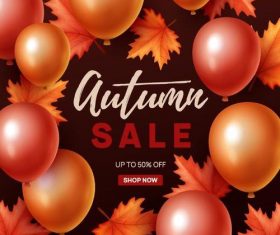 Autumn sale background with balloons frame vector