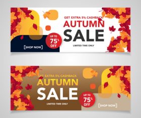 Autumn sale discount banner vectors