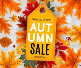 Autumn sale tag with autumn background vector