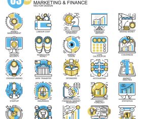 Banking with finance flat line icons 01