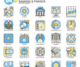 Banking with finance flat line icons 02