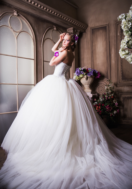 Beautiful charming bride in wedding luxurious dress Stock Photo 07