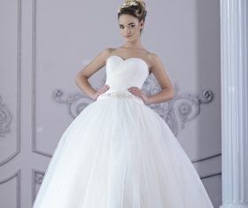 Beautiful charming bride in wedding luxurious dress Stock Photo 19