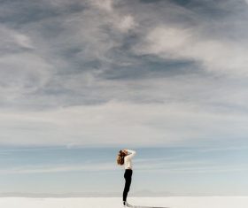 Beautiful girl looking up and look up Stock Photo
