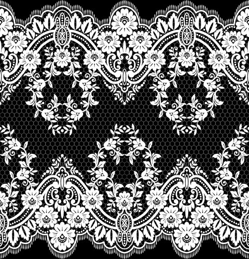 Beautiful lace seamless borders vector material 07