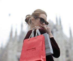 Beautiful woman carrying shopping bags Stock Photo 06