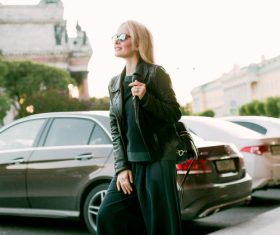 Beautiful woman in jacket Stock Photo 01