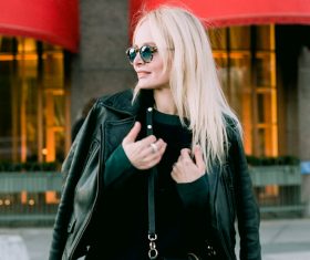 Beautiful woman in jacket Stock Photo 02