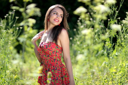 Beautiful woman posing outdoors Stock Photo