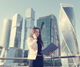 Beauty hand holding folder calling Stock Photo