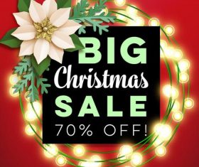 Big christmas sale with flower vector