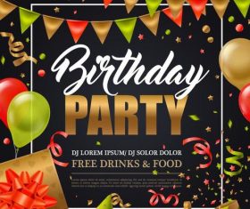 Birthday party poster template design vector