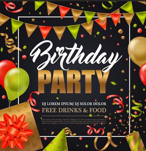 Birthday party poster template design vector