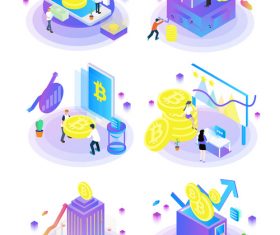 Bitcoin with business office vector elements