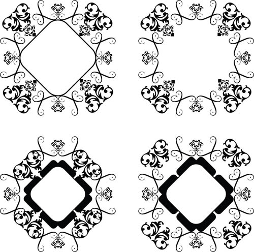 Black Swirl Ornament Frames 1 set vector