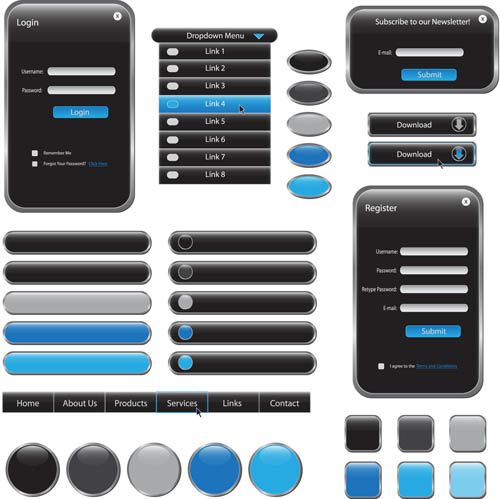 Black and Blue Button login box 2 vector graphic