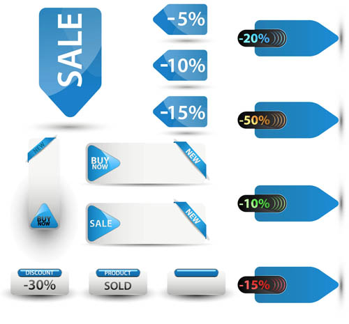 Blue Sale tags and Sticker 1 vector