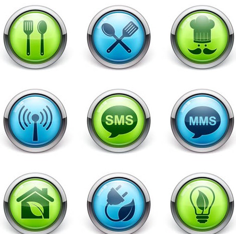 Blue and Green glass Icons vector