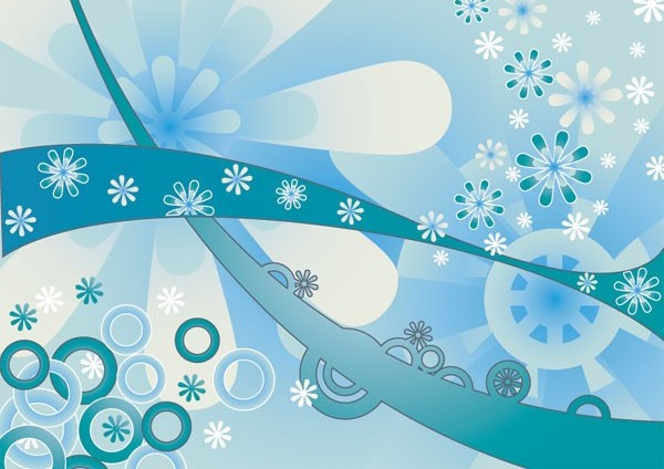 Blue flower pattern background vector graphics