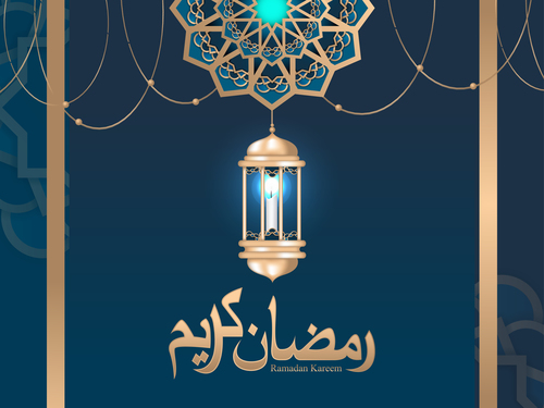 Blue islamic styles background design vector 02