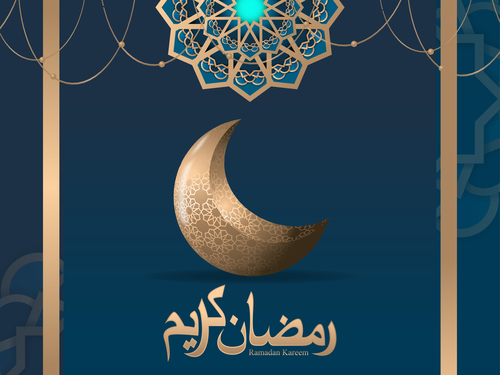 Blue islamic styles background design vector 04