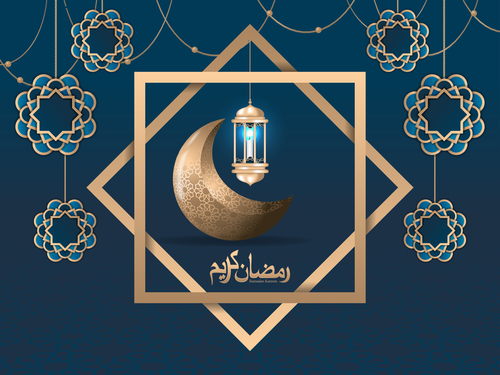 Blue islamic styles background design vector 07