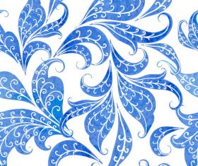Blue watercolor floral seamless pattern vector 02