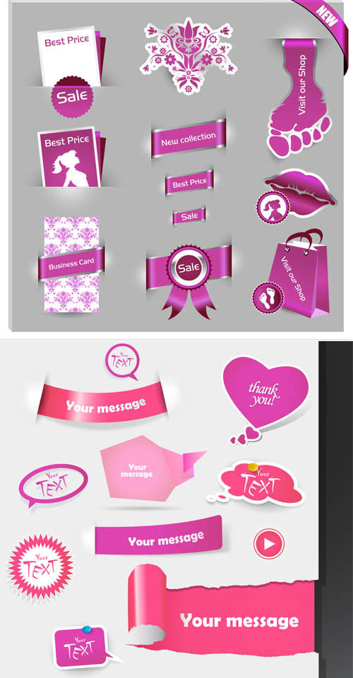 Bright Pink labels vector graphics