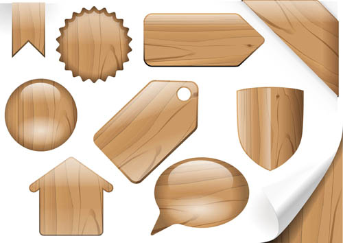 Bright Wooden Tags elements 2 vector