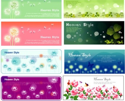 Bright plants banner background vector graphic