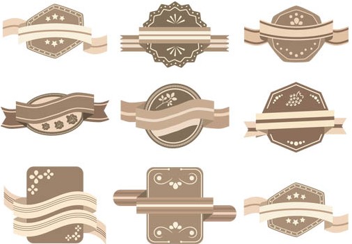 Brown Label and Ribbon vector