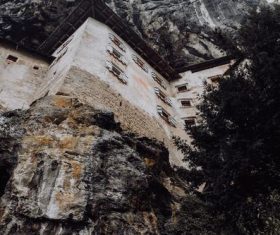 Built against the castle of the mountain Stock Photo 02