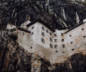 Built against the castle of the mountain Stock Photo 03