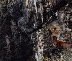 Built against the castle of the mountain Stock Photo 05