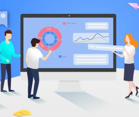 Business office scene character vector illustration