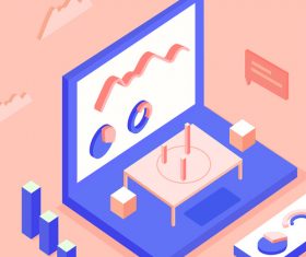 Business office scene vector illustration