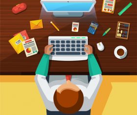 Business office top view vector illustration 02